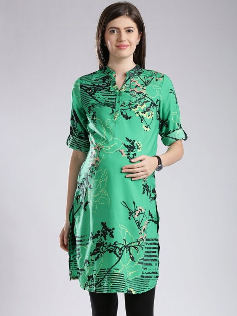 

W Green Polyester Printed Maternity Kurta