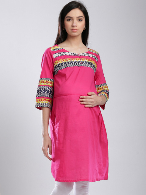 

W Pink Printed Maternity Kurta