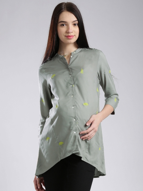

W Grey Printed Maternity Tunic Shirt