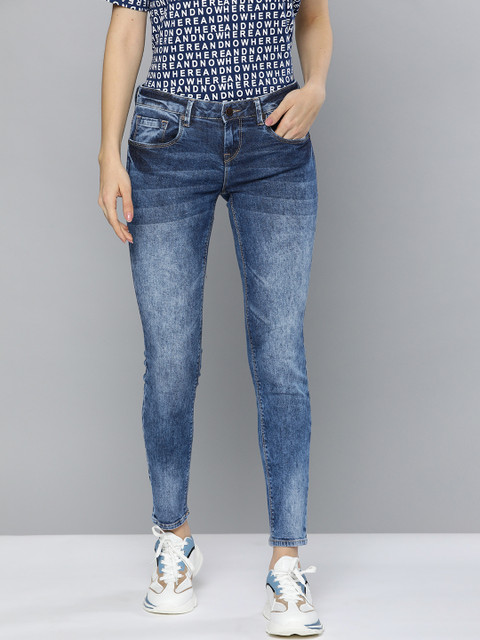

HERE&NOW Women Blue Skinny Fit Mid-Rise Clean Look Stretchable Jeans