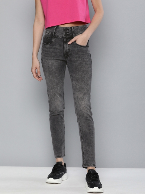 

HERE&NOW Women Grey Slim Fit Mid-Rise Clean Look Stretchable Jeans