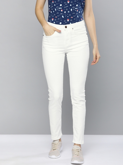 

HERE&NOW Women White Skinny Fit Mid-Rise Clean Look Stretchable Jeans