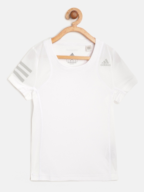 

ADIDAS Girls White Striped Detail Primegreen Tennis Club T-shirt