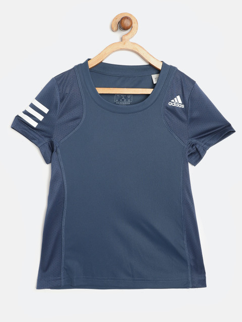 

ADIDAS Girls Navy Blue Solid Primegreen Club Tennis T-shirt
