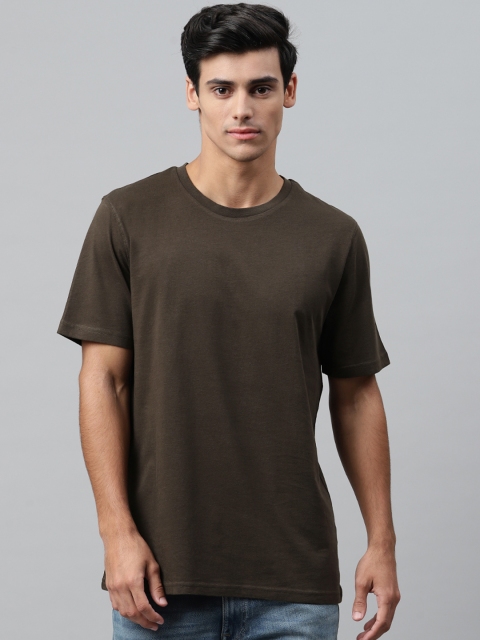 

Marks & Spencer Men Olive Green Pure Cotton Solid T-shirt