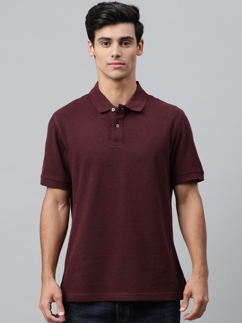 

Marks & Spencer Men Burgundy Pure Cotton Solid Polo Collar T-shirt