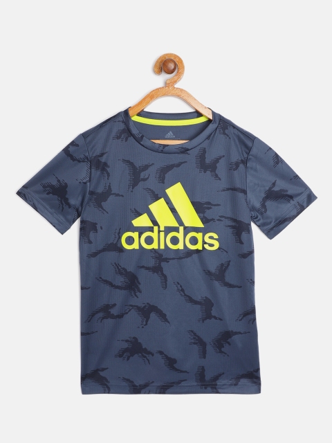 

ADIDAS Boys Blue & Black Camo Printed T-shirt