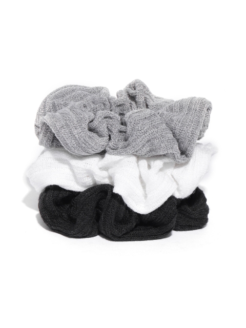 

Blueberry Women Set of 3 Self Striped Scrunchies, Grey