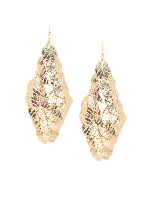 

Blueberry Gold-Plated Leaf Shaped Contemporary Drop Earrings
