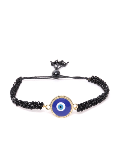 

Blueberry Black & Blue Gold-Plated Handcrafted Stone-Studded Evil Eye Bracelet