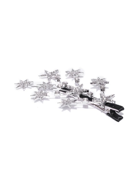 

Blueberry Women Silver-Toned Embellished Star-Shaped Alligator Hair Clip