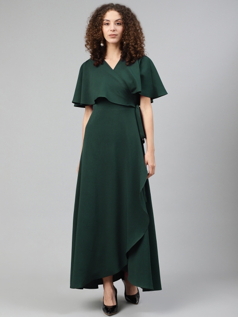 

Femella Women Green Solid Maxi Dress with Tie-ups