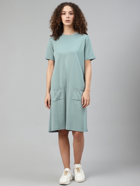 

Femella Women Green Solid T-shirt Dress