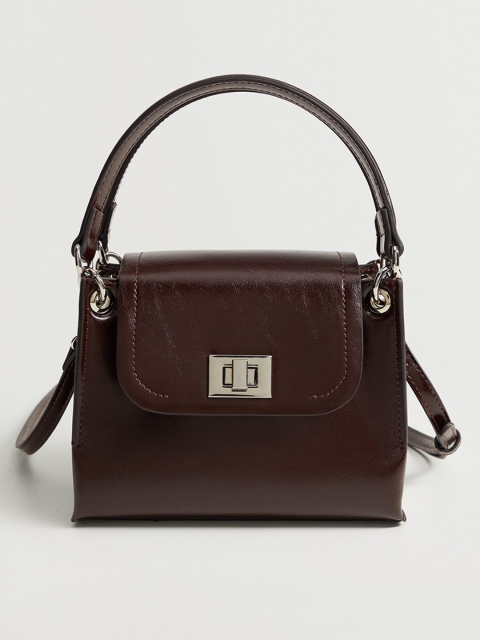 

MANGO Women Burgundy Solid Satchel