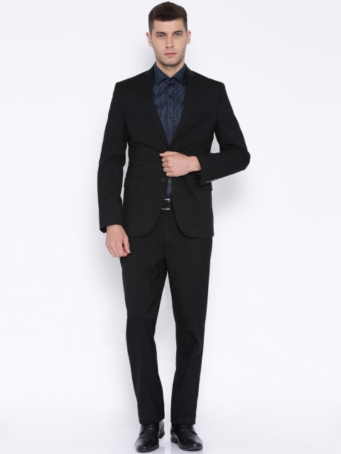 

Peter England Black Euro Fit Single-Breasted Formal Suit
