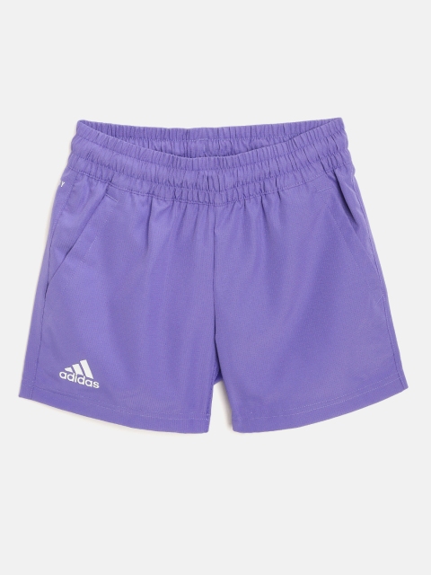 

ADIDAS Boys Purple Self Checked Primegreen Club Tennis Shorts
