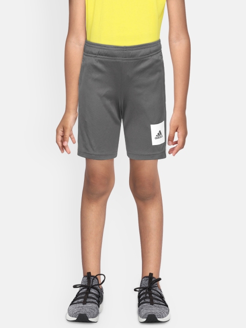 

ADIDAS Boys Charcoal Grey 3 Side Striped Detail Aeroready Sports Short