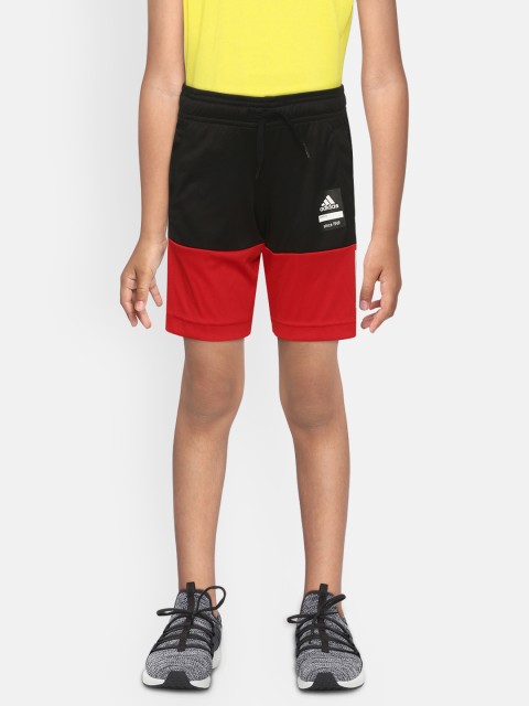 

ADIDAS Boys Black & Red 3 Stripes Colourblocked Shorts