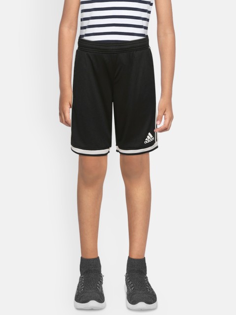 

ADIDAS Boys Black 3 Stripes Solid Regular Fit Sports Shorts