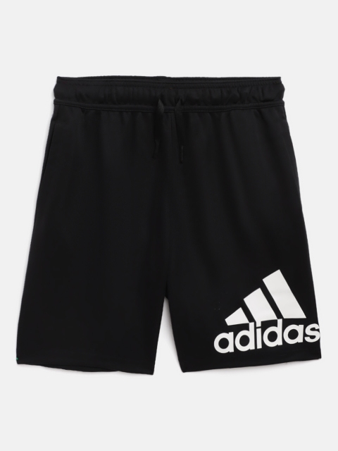 

ADIDAS Boys Black & White BL Aeroready Brand Logo Print Training Shorts