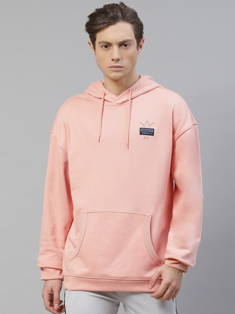 

ADIDAS Originals Men Peach-Coloured Abstract Pure Cotton Solid Hooded Sweatshirt