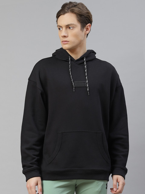 

ADIDAS Originals Men Black Silicon Pure Cotton Solid Hooded Sweatshirt