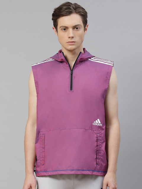 

ADIDAS Men Magenta Solid Primeblue Hooded Sweatshirt