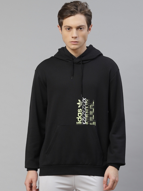 

ADIDAS Originals Men Black Printed ZX FTW Pure Cotton Hooded Sweatshirt