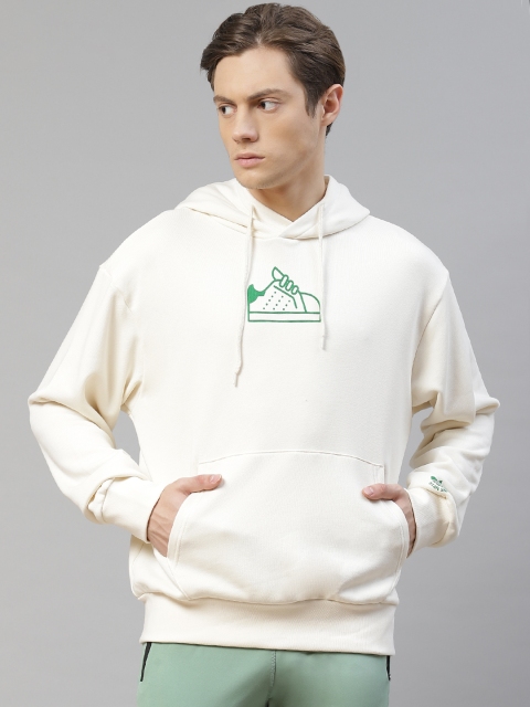 

ADIDAS Originals Men White Stan Smith Pure Cotton Solid Hooded Sustainable Sweatshirt, Off white