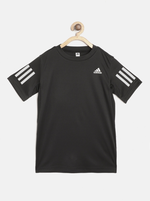 

ADIDAS Boys Black Solid 3-Stripes Tennis Club T-Shirt