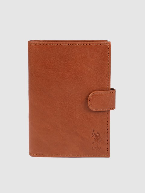 

U.S. Polo Assn. Men Brown Solid Leather Passport Holder