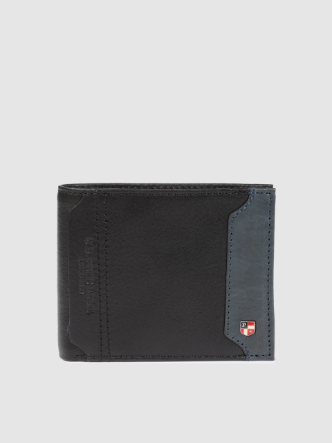 

U.S. Polo Assn. Men Black & Blue Colourblocked Two Fold Leather Wallet