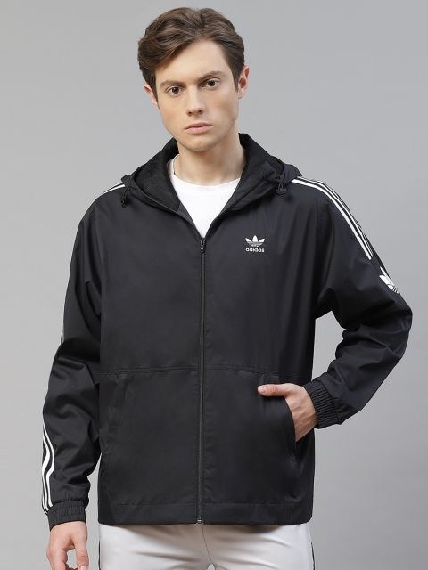 

ADIDAS Originals Men Black Solid 3D Trefoil Windbreaker Jacket