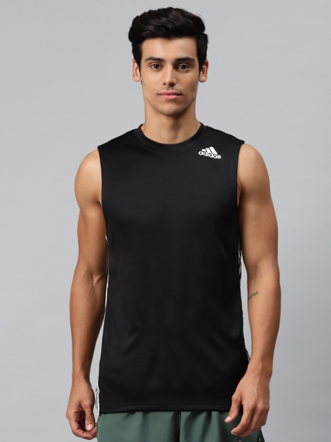 

ADIDAS Men Black Solid Aeroready 3-Stripes Training T-Shirt