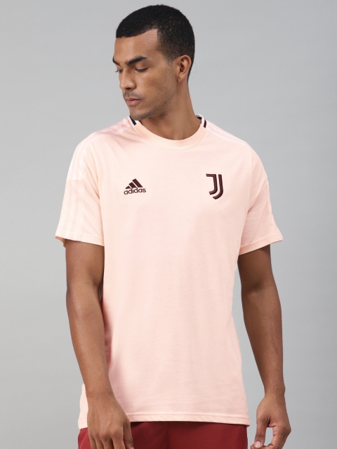 

ADIDAS Men Pink Pure Cotton Solid Juventus Football Round Neck T-Shirt