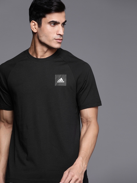 

ADIDAS Men Black Must Have Stadium Pure Cotton Solid Pure Cotton T-shirt