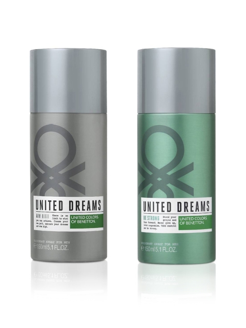 

United Colors of Benetton Men Set of 2 Deodorant Sprays, Grey