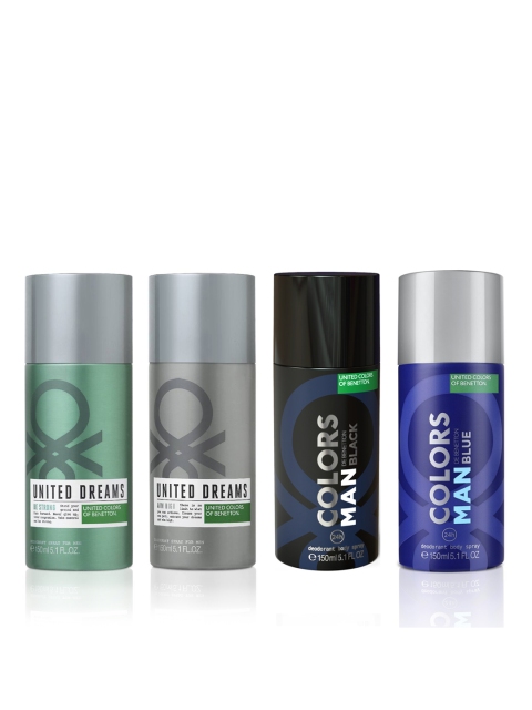 

United Colors of Benetton Men Set of 4 Deodorant Sprays, Black
