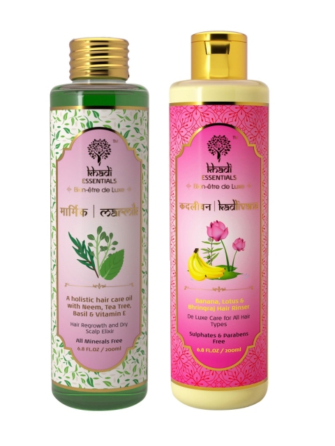 

KHADI ESSENTIALS Unisex Set of Regenerative Hair Oil & Hair Rinser, Pink