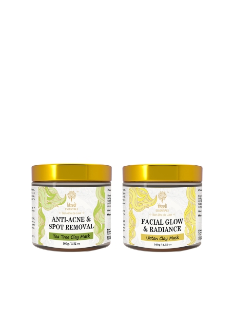 

KHADI ESSENTIALS Unisex Set of Tea Tree & Ubtan Clay Masks, Yellow