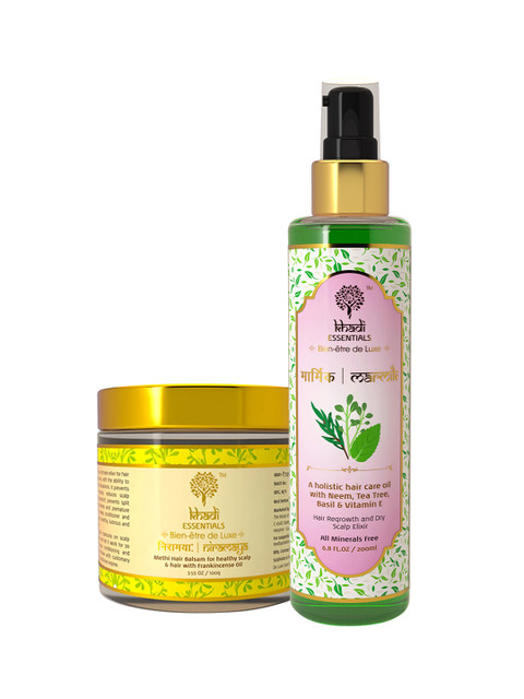 

KHADI ESSENTIALS Unisex Set of Hair Balsam & Hair Oil, Maroon