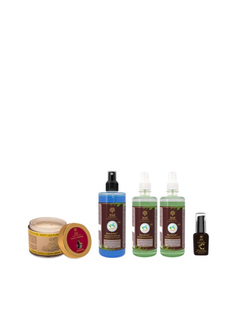 

KHADI ESSENTIALS Set of Hand Sanitizers, Face Serum & Hair Mask, Green