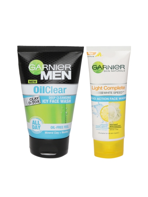 

Garnier Set of Men Deep Cleaning Oil Clear Face Wash & Women Light Complete Face Wash, Black