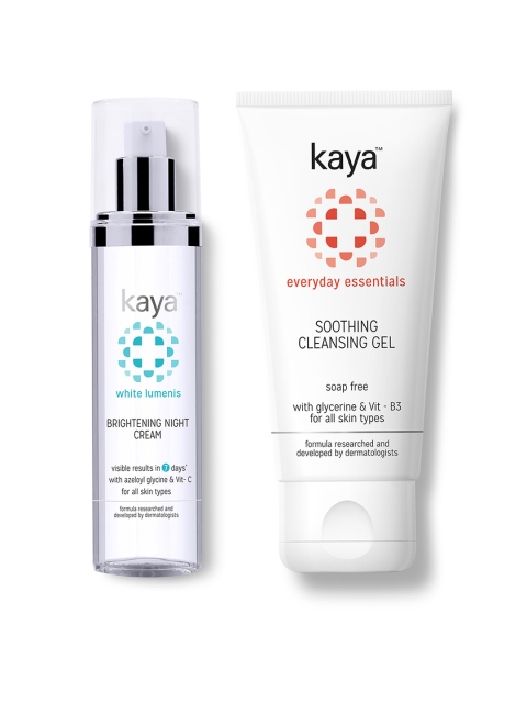 

Kaya Skin Clinic Unisex Set of Brightning Night Cream & Soothing Cleansing Gel, White