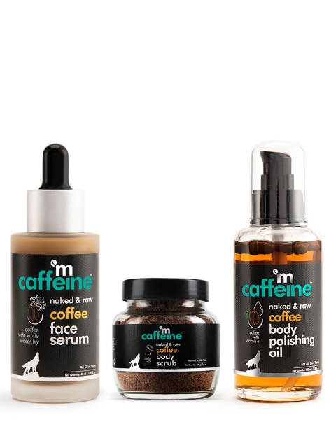 

MCaffeine Unisex Coffee Set of Body Scrub, Polishing Oil & Face Serum, Brown