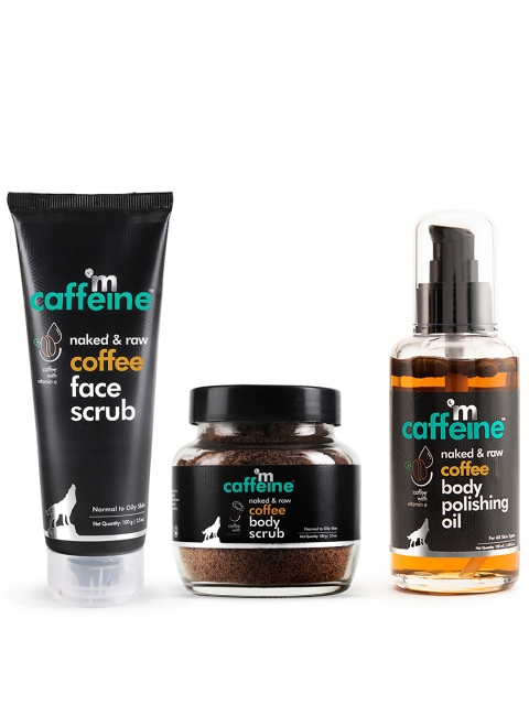 

MCaffeine Unisex Coffee Set of Tan Removal Face Scrub, Body Scrub & Polishing Oil, Brown