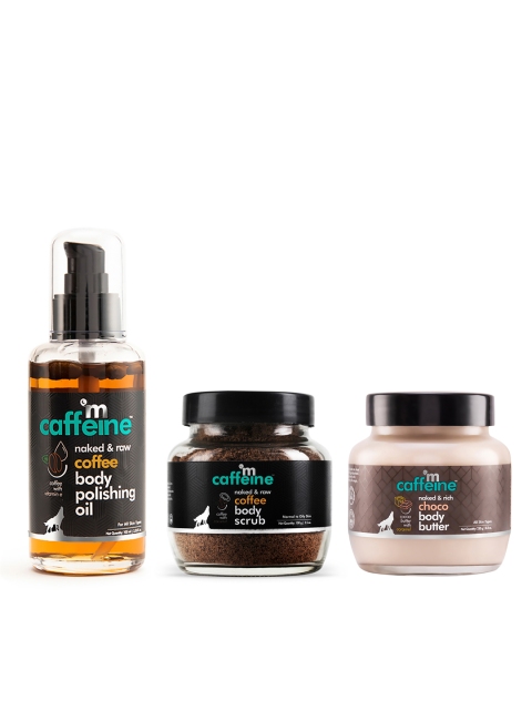 

MCaffeine Unisex Set of Choco Body Butter, Coffee Body Scrub & Body Polishing Oil, Brown