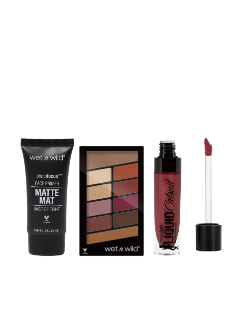

Wet n Wild Set of Eyeshadow Palette, Matte Lipstick & Matte Face Primer, Black