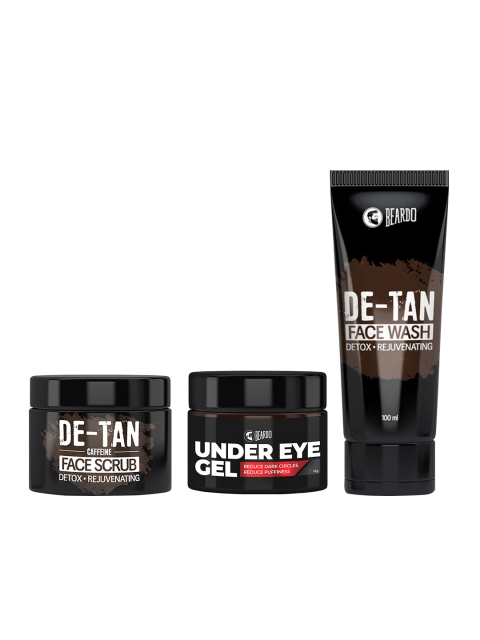 

BEARDO Men Set of De-Tan Face Scrub & Face Wash & Under Eye Gel, Black