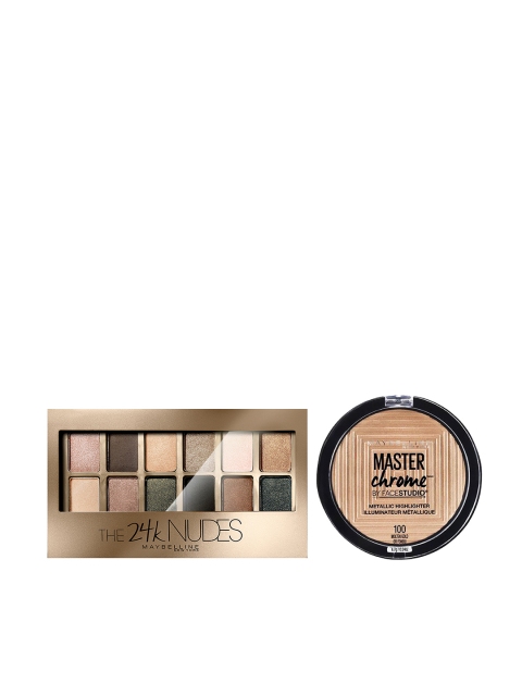 

Maybelline Master Chrome FaceStudio Highlighter & The 24K Nudes Eye Shadow Palette Set, Multi